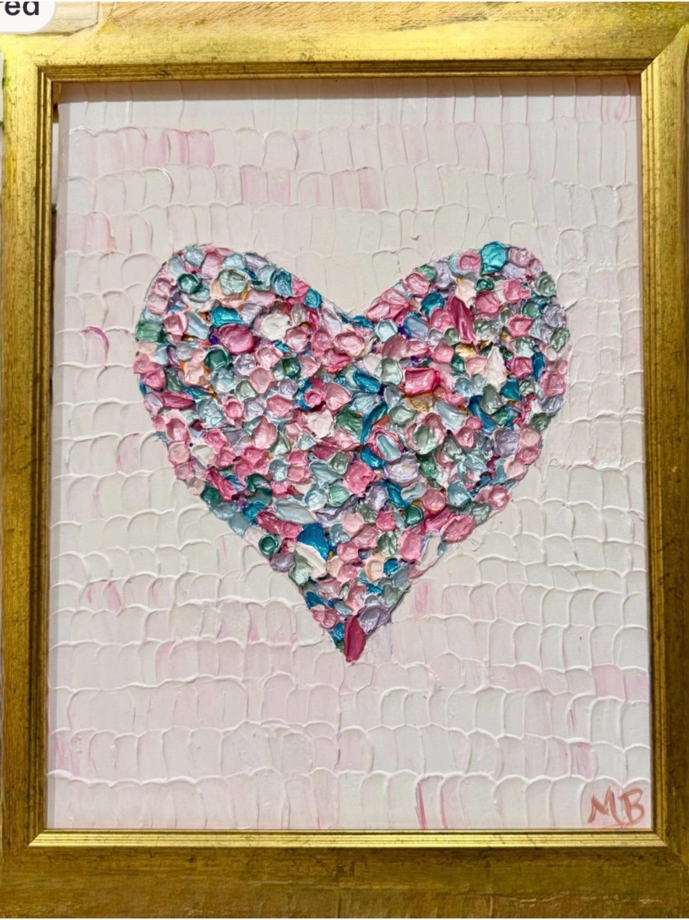 Textured Heart Wall Art - Pink, Blue & Teal ORIGINAL MADE TO ORDER 16X20 inches